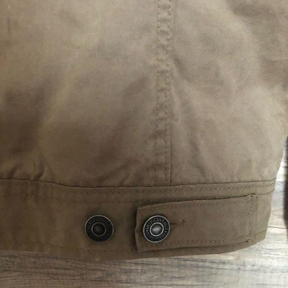 American Eagle Men's Tan Khaki Workwear Utility Trucker Bomber Jacket Medium - Picture 9 of 13